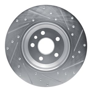 Jaguar E-Pace Brake Rotor (1) - Rear Left - R1 Concepts - Drilled & Slotted - Silver - `20-`22